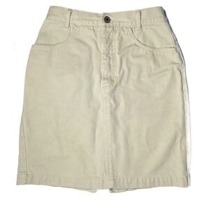 Vintage Y2K GAP Women's‎ Beige Cotton Blend Denim Skirt Size 24" Casual Neutral
